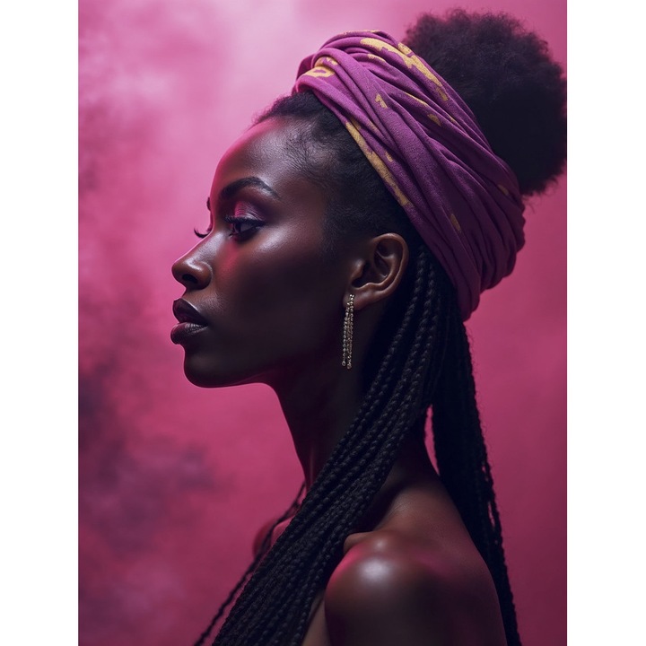 Tablou canvas modern „Eleganta roz” – Portret artistic pe panza, arta contemporana, pentru living sau birou, panza pe cadru de lemn, 80 x 100 cm