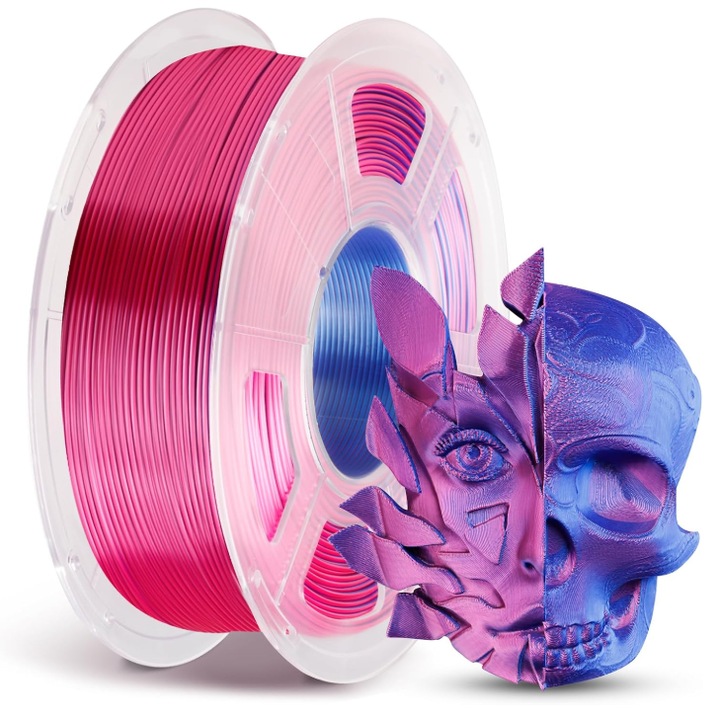 Filament, Anycubic PLA Silk Dual-Color, 1kg, Rózsa-Kék, 3D nyomtatóhoz