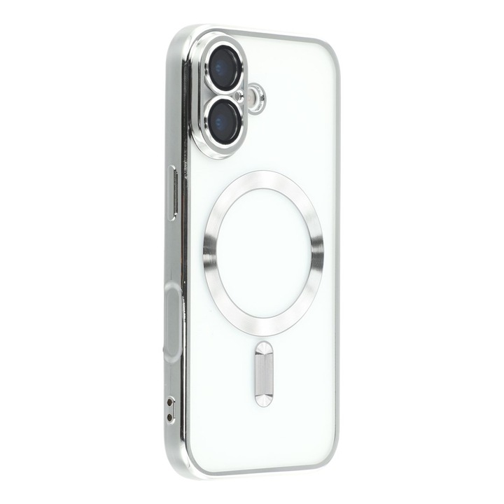Husa compatibila cu IPhone 17, ALC MOBILE, pentru telefon mobil cu protectie pentru camera, Tehnologie MagSafe, rezistenta la socuri, contur Silver