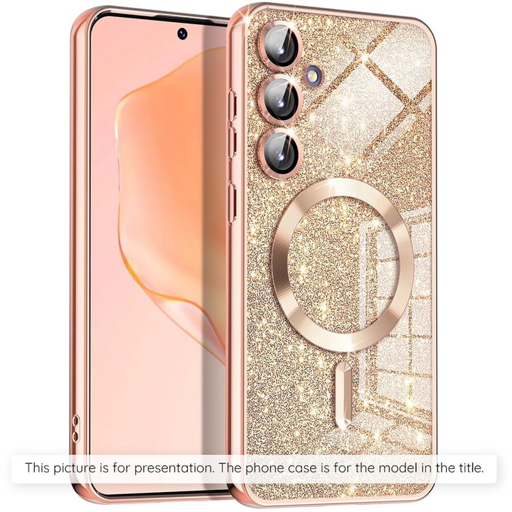Husa pentru Samsung Galaxy A17 5G / A17 4G - Techsuit Luxury Glitter MagSafe - Rose Gold