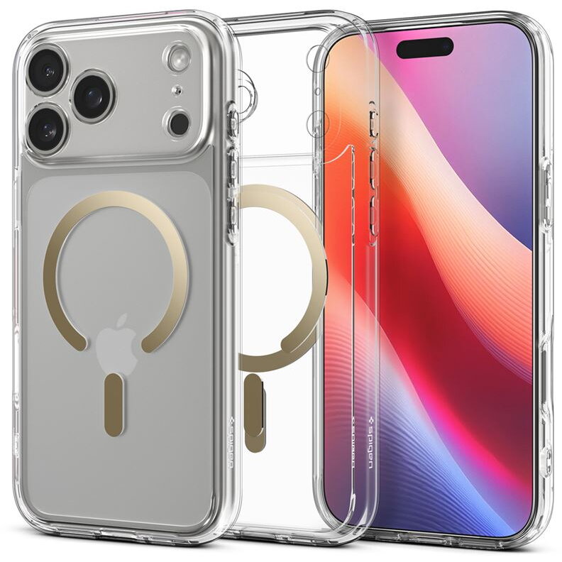 Husa pentru iPhone 17 Pro Max - Spigen Ultra Hybrid MagSafe - Clear/Gold