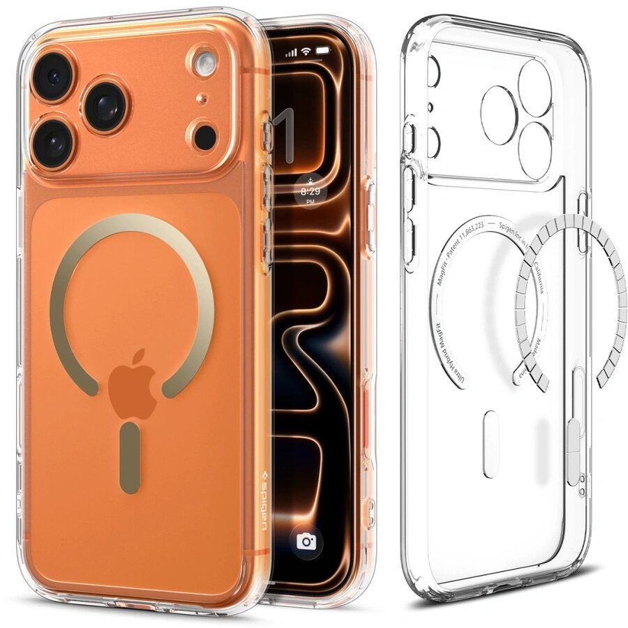 Husa pentru iPhone 17 Pro Max - Spigen Ultra Hybrid MagSafe - Clear/Gold