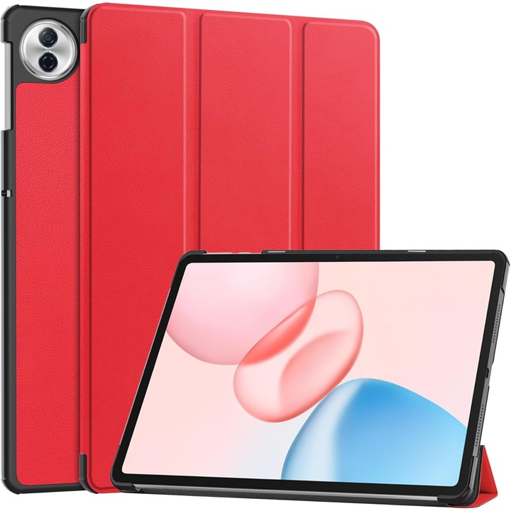 Husa Sigloo pentru tableta Honor Pad 10, 12.1" (2025), – Slim, Tri-Fold Magnetic, Piele Ecologica, Stand Reglabil, – Rosu
