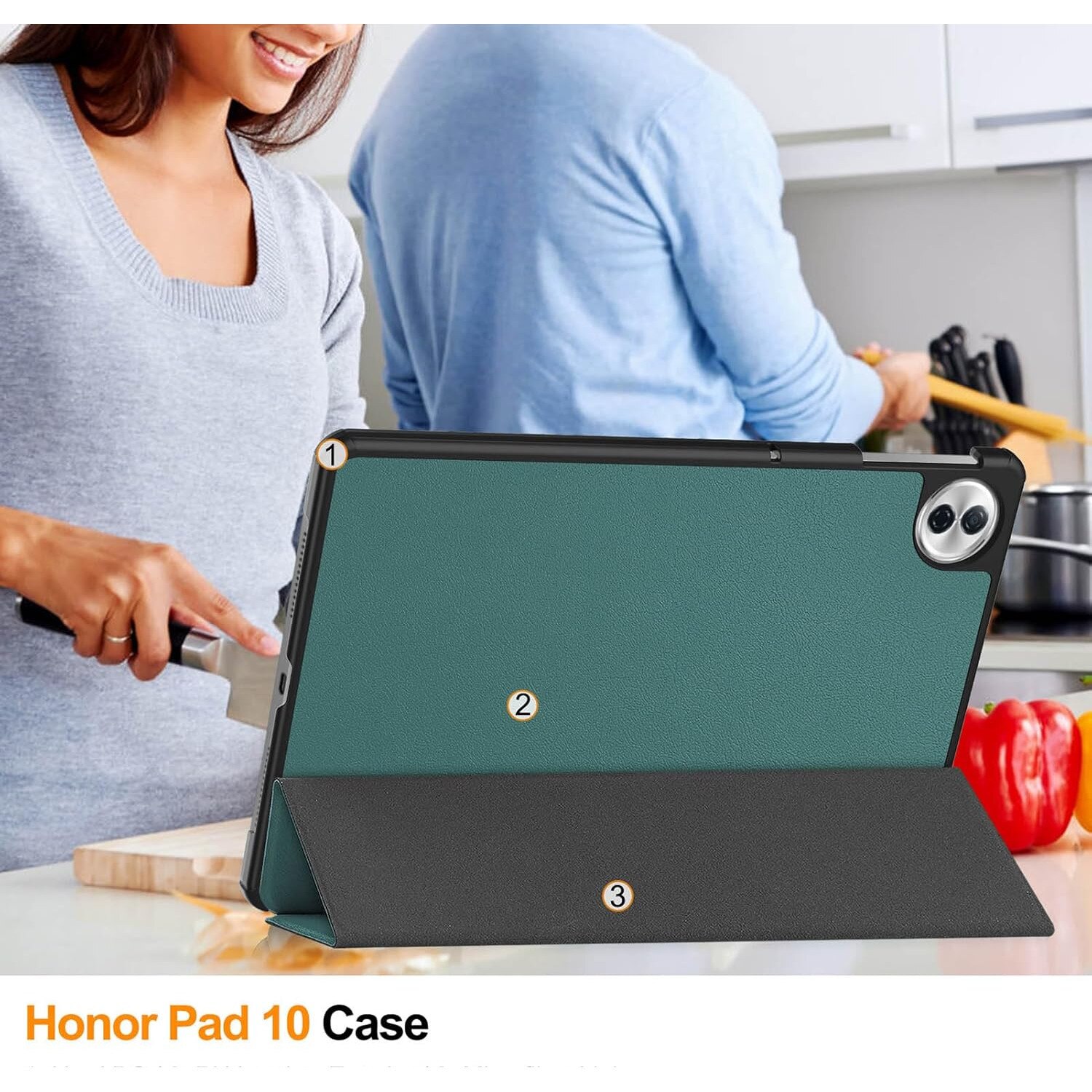 Husa Sigloo pentru tableta Honor Pad 10, 12.1" (2025), – Slim, Tri-Fold Magnetic, Piele Ecologica, Stand Reglabil, – Verde