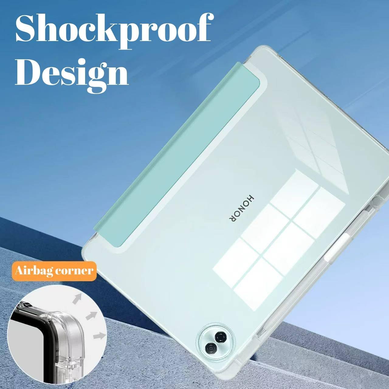 Husa Sigloo pentru tableta Honor Pad 10, 12.1" (2025), – Slim, Tri-Fold Magnetic, Spate Transparent, Suport Stylus, Piele Ecologica – Negru