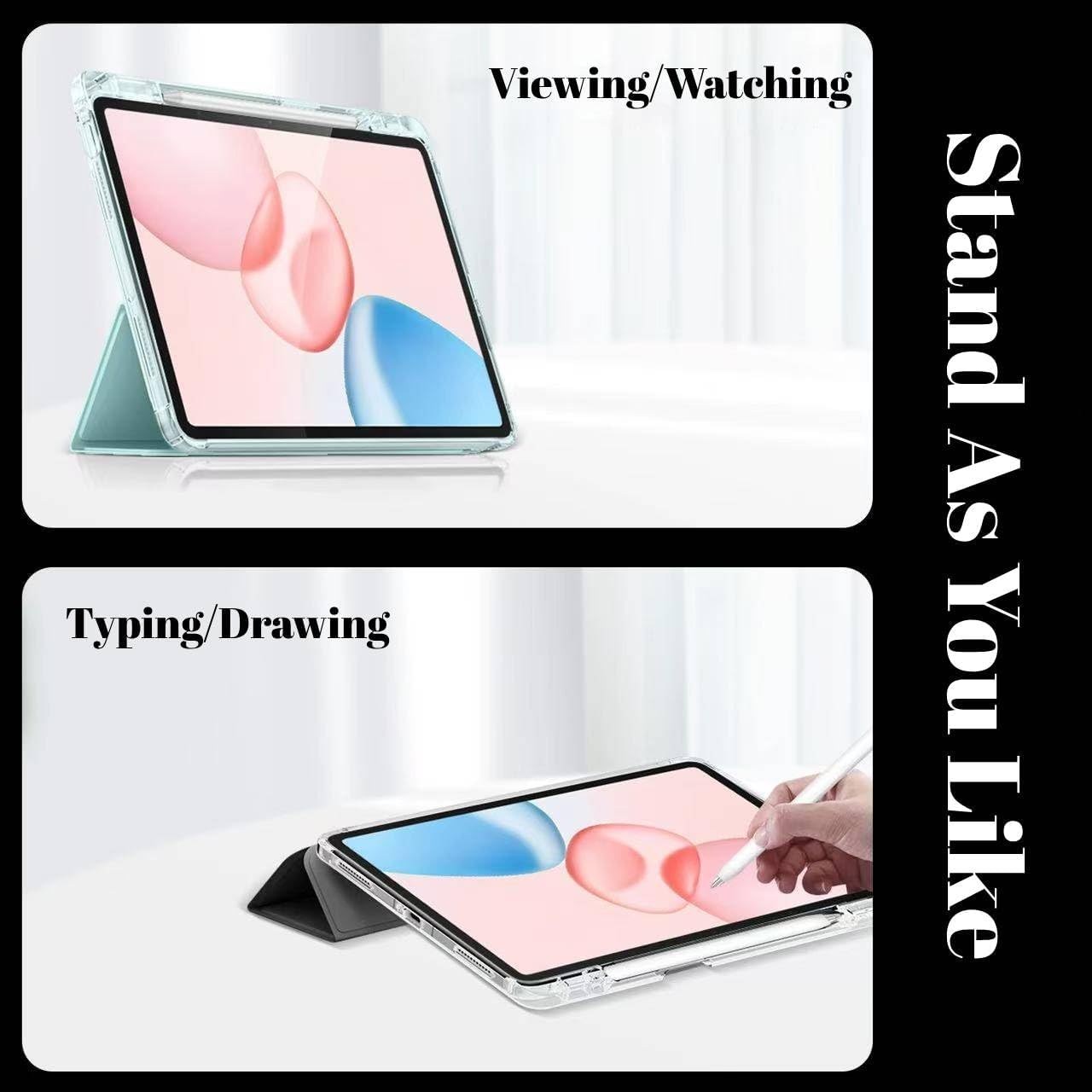 Husa Sigloo pentru tableta Honor Pad 10, 12.1" (2025), – Slim, Tri-Fold Magnetic, Spate Transparent, Suport Stylus, Piele Ecologica – Negru