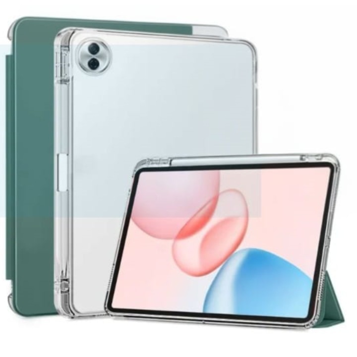 Husa Sigloo pentru Honor Pad 10, 12.1" - Slim, Tri-Fold Magnetic, Transparent, Verde