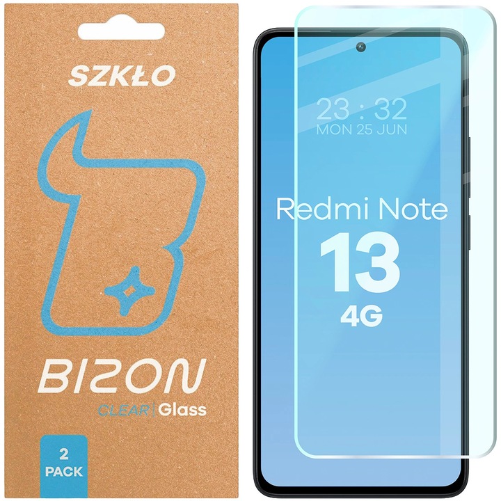 Set 2x Sticla, Bizon Glass Clear Duo pentru Xiaomi Redmi Note 13 4G