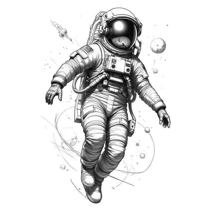 Tatuaj temporar, Flash Tattoos Romania, Flying Astronaut, rezistent la apa, aplicare rapida, 10 x 7 cm