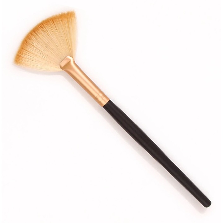 Pensulă machiaj evantai Sela, păr natural și fibre sintetice, aplicare facilă, testată dermatologic