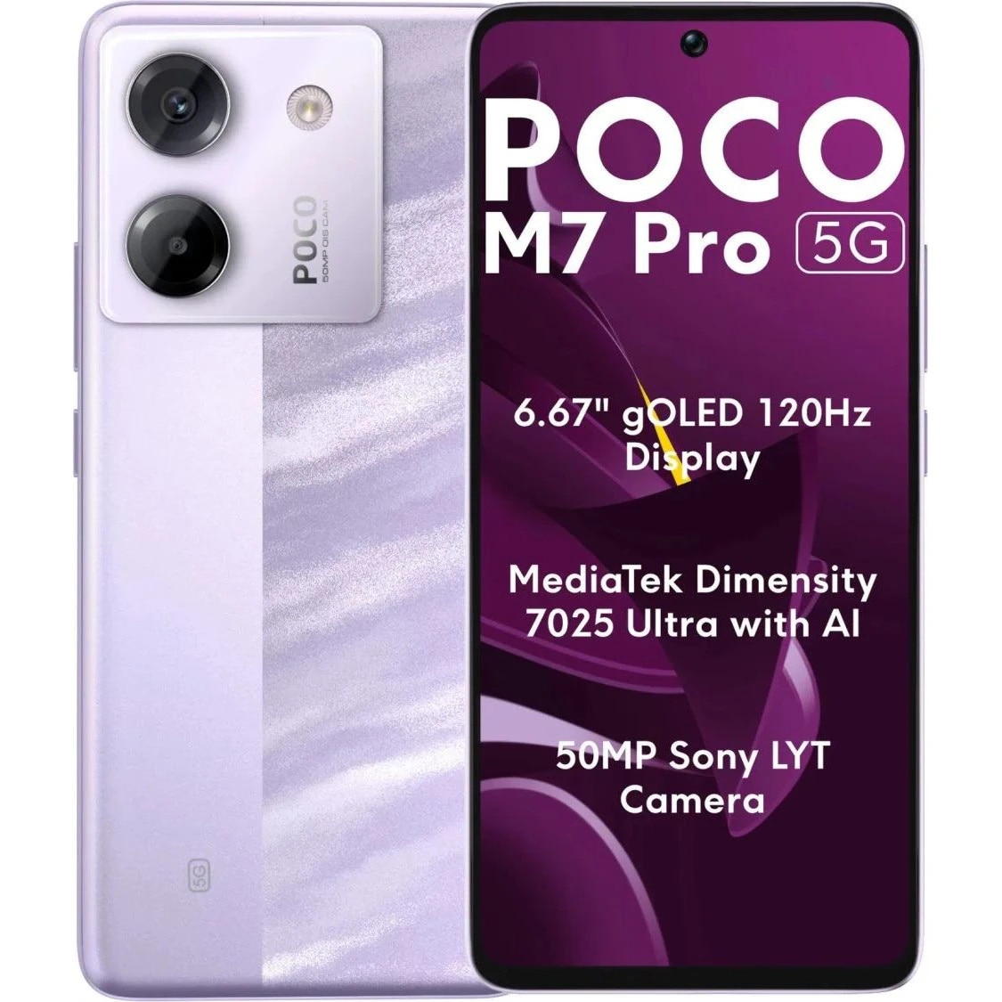 Telefon mobil Poco M7 Pro, 12GB RAM, 256GB, 5G, Lavender Frost