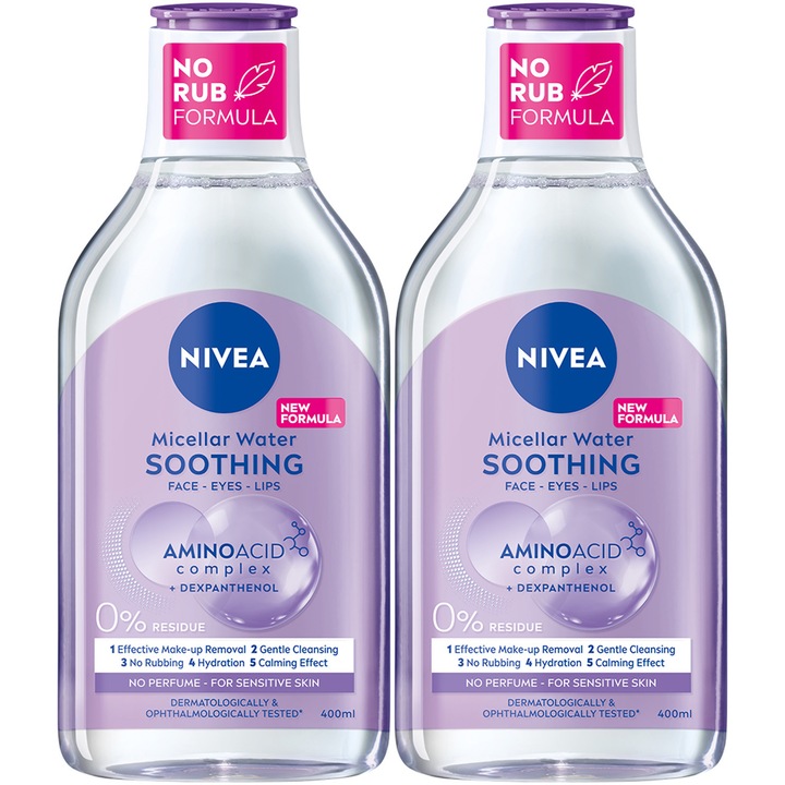 Pachet: Apa micelara NIVEA Sensitive 3 in 1 pentru ten sensibil 2 x 400ml