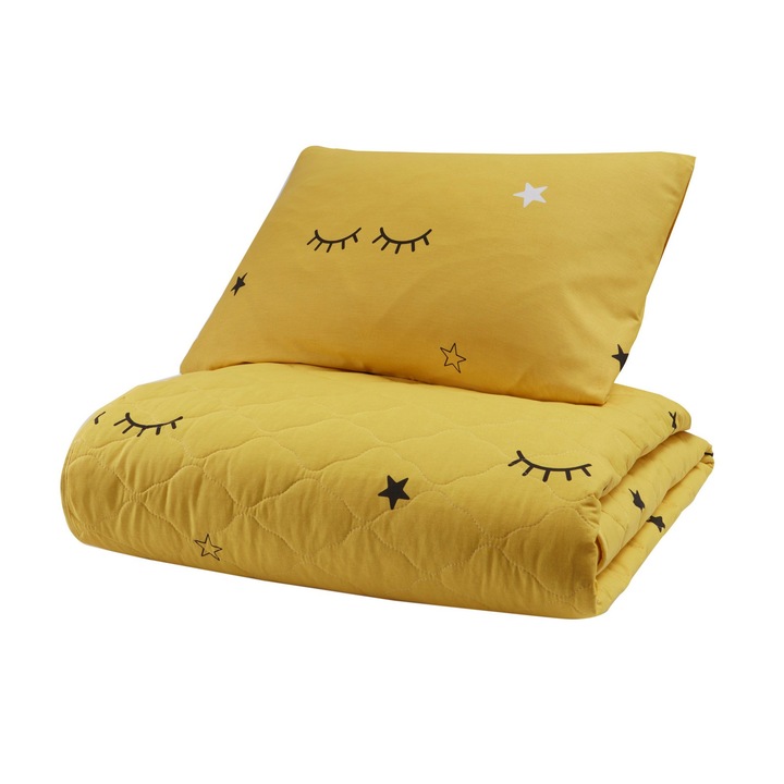 Set cuvertura pat 160x220 cm + 1 fata perna 50x70 cm Asir Dide - Yellow