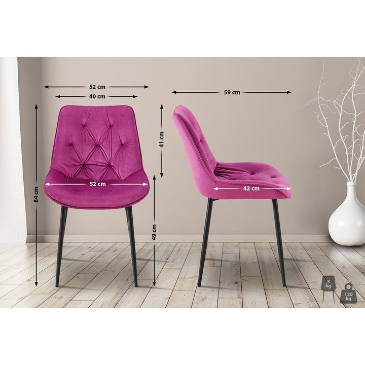 Scaun de masa Wallace catifea violet