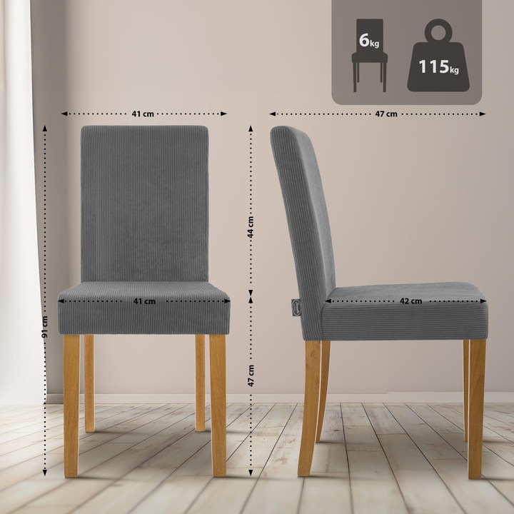 Scaun de masa Ina Cord gri deschis antic