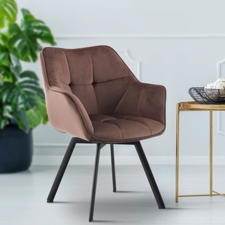 Scaun de masa Jordi catifea maro
