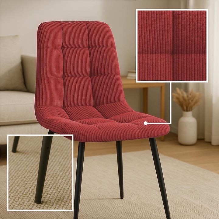 Set de 2 scaune de masa Antibes Cord bordo