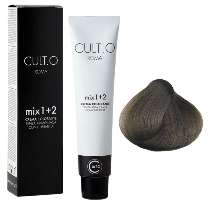 Professzionális tartós hajfesték - 7.1 hamvasszőke árnyalat (Hamvas&Arany) 60ml, 1+2 keverési arány, Cult.O, Faipa Professional Romania