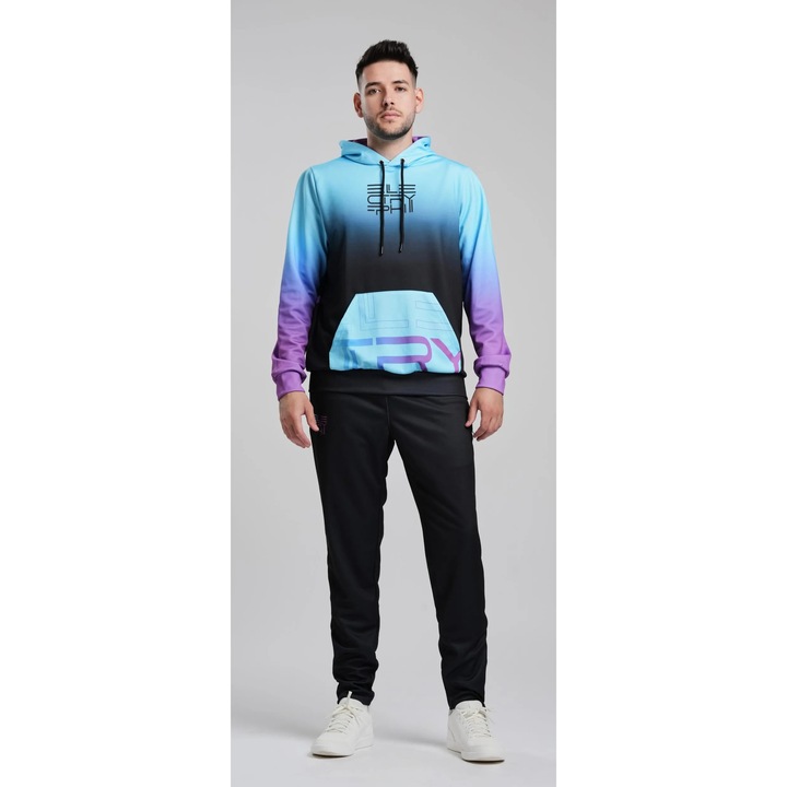 Hanorac unisex ELECTRYPHY Tryumph, Negru/Turcoaz/Mov