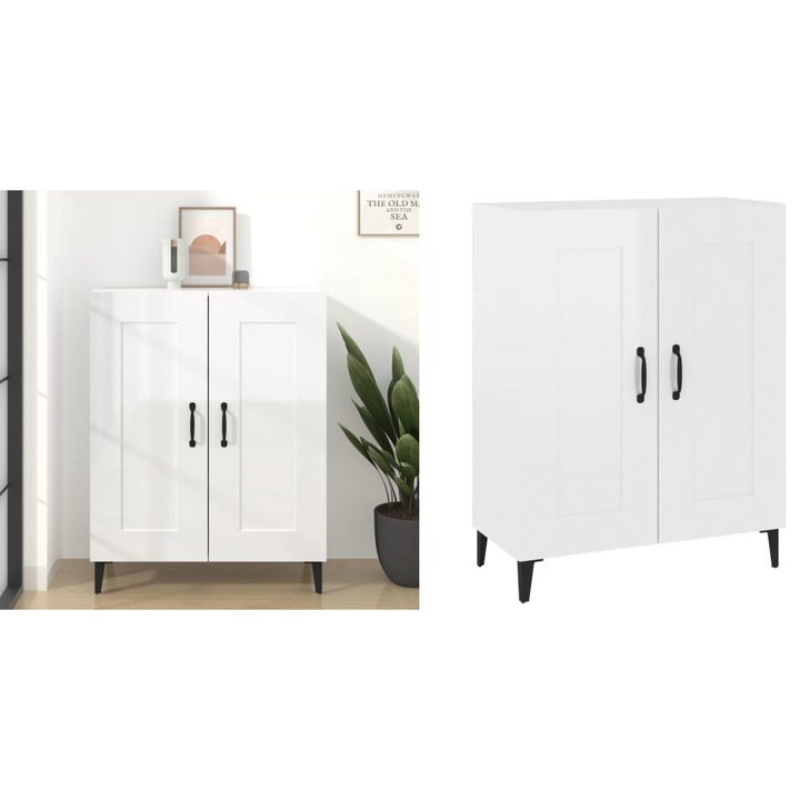 Dulap, alb extralucios, 69, 5x34x90 cm, lemn compozit