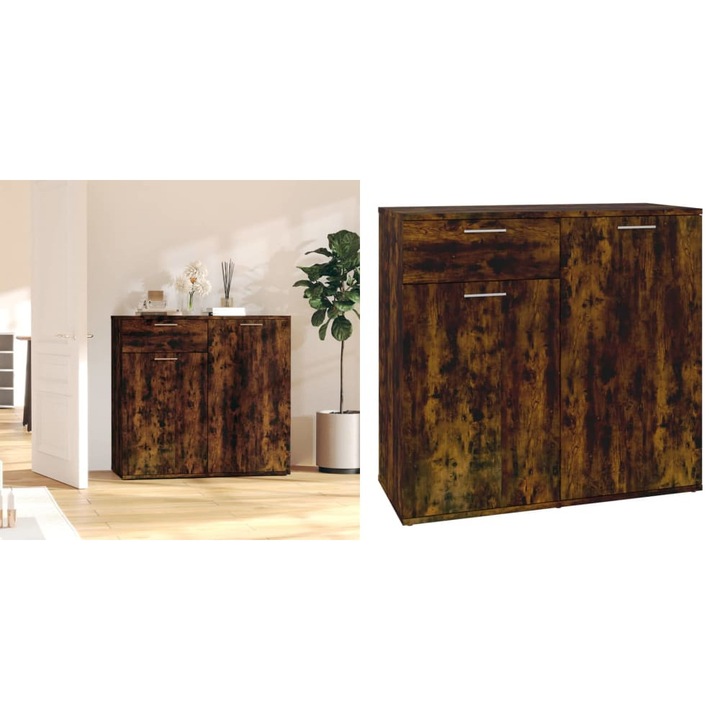 Dulap, stejar fumuriu, 80x36x75 cm, lemn compozit