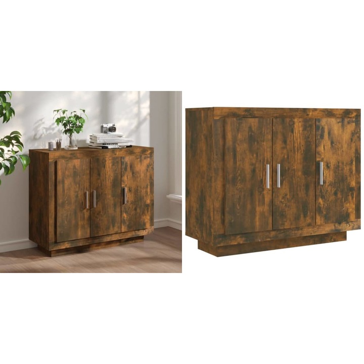 Dulap, stejar afumat, 92x35x75 cm, lemn compozit