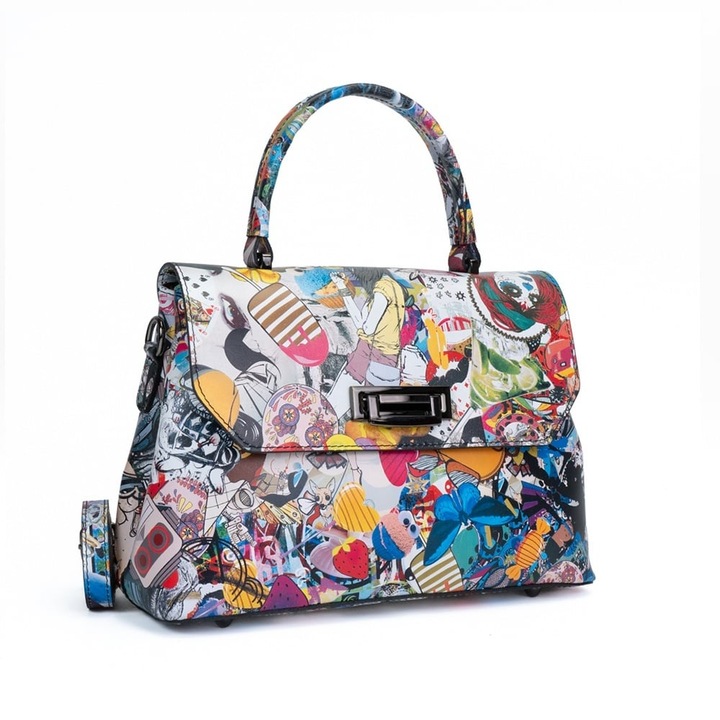 Poseta Piele Alana - Multicolor 1, Geanta Casual din Piele Naturala, Geanta, Genti
