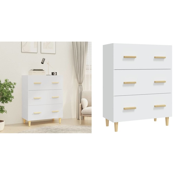 Servanta, alb, 70x34x90 cm, lemn prelucrat