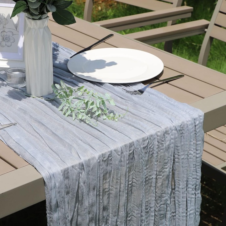 Delpi asztali futó, 90x400cm, mosható poliészter, kék