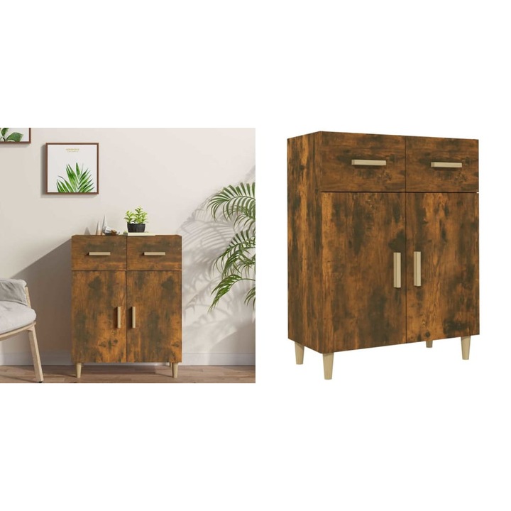 Servanta, stejar fumuriu, 69, 5x34x89 cm, lemn prelucrat