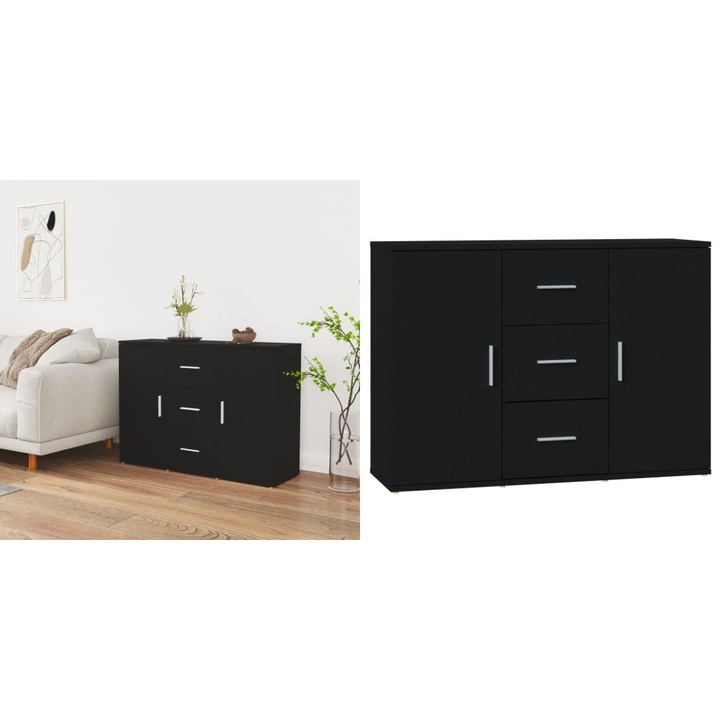 Servanta, negru, 91x29, 5x65 cm, lemn prelucrat