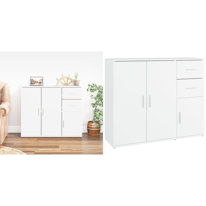 Servanta, alb, 91x29, 5x75 cm, lemn prelucrat