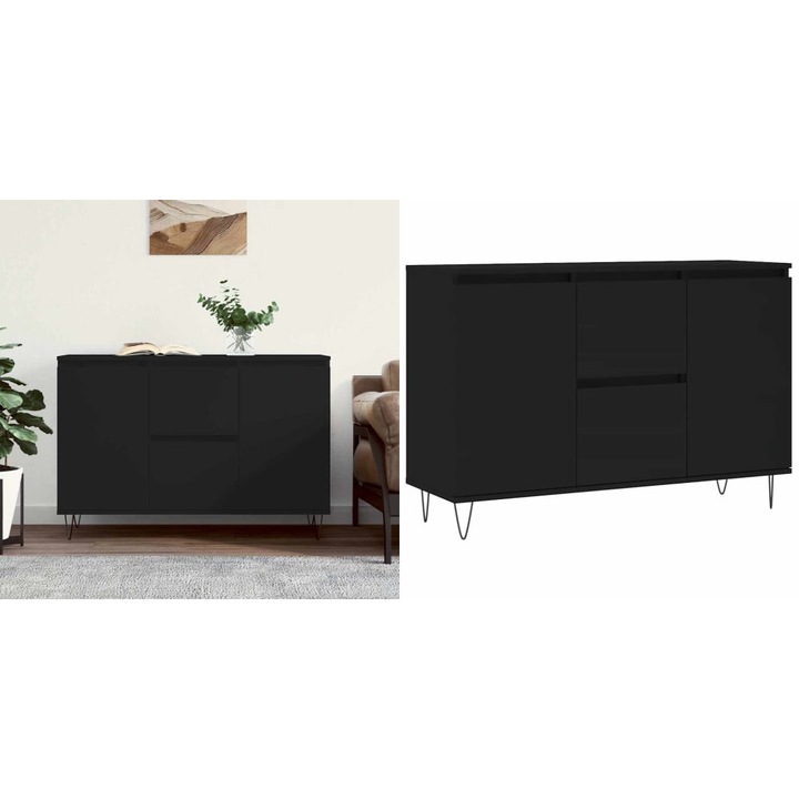 Servanta, negru, 104x35x70 cm, lemn prelucrat