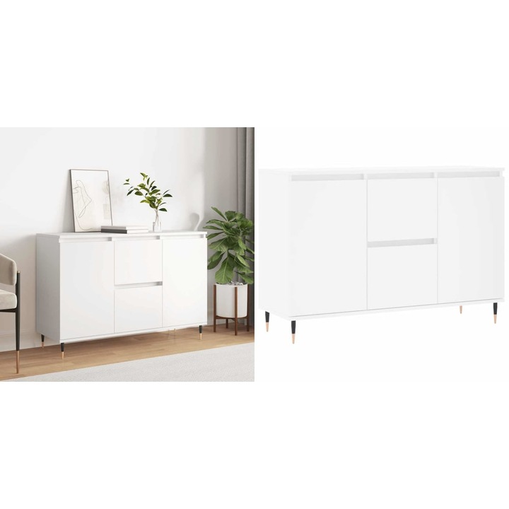 Servanta, alb, 104x35x70 cm, lemn prelucrat