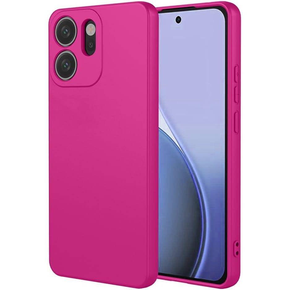 Husa pentru Oppo Reno 14F, 14FS 5G Liquid Silicone, subtire, captusita cu microfibra, anti amprenta, protectie camera foto, fucsia