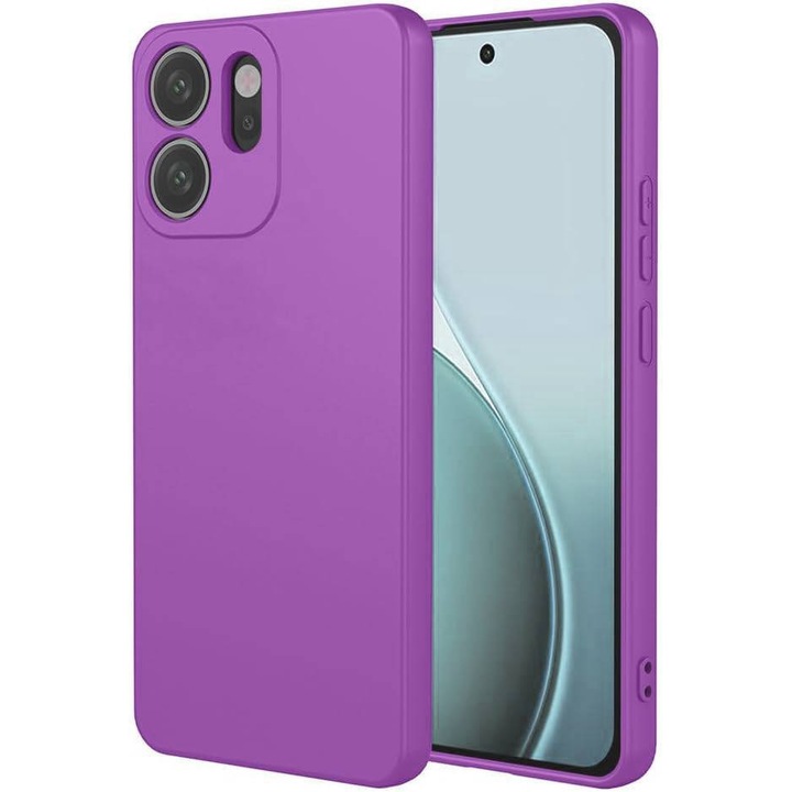 Husa pentru Oppo Reno 14F, 14FS 5G Liquid Silicone, subtire, captusita cu microfibra, anti amprenta, protectie camera foto, mov