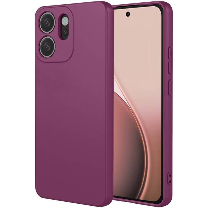 Husa pentru Oppo Reno 14F, 14FS 5G Liquid Silicone, subtire, captusita cu microfibra, anti amprenta, protectie camera foto, bordo
