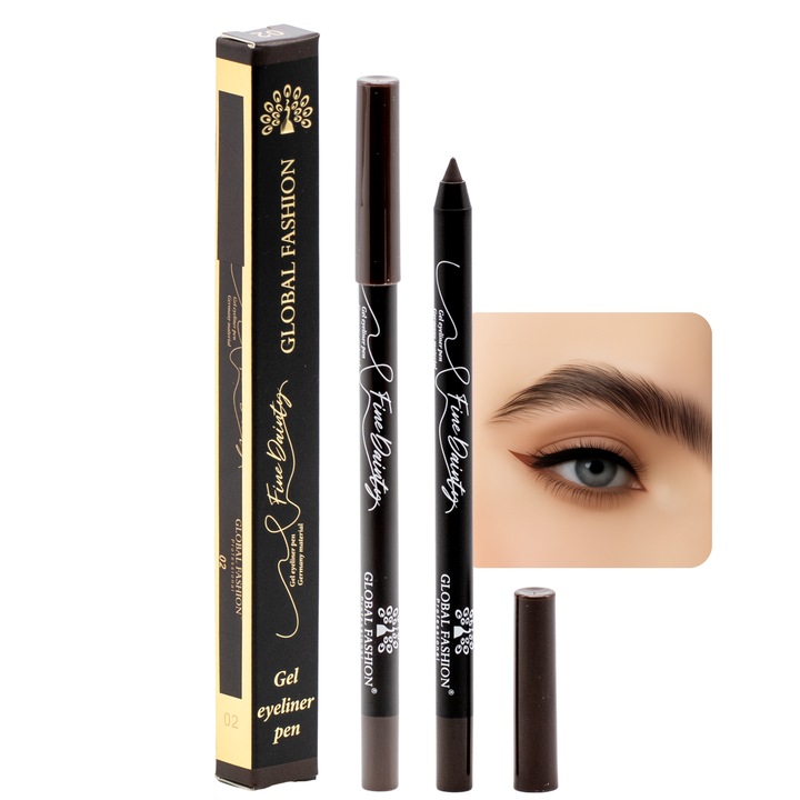 Creion-gel de ochi, Global Fashion, 02, black brown