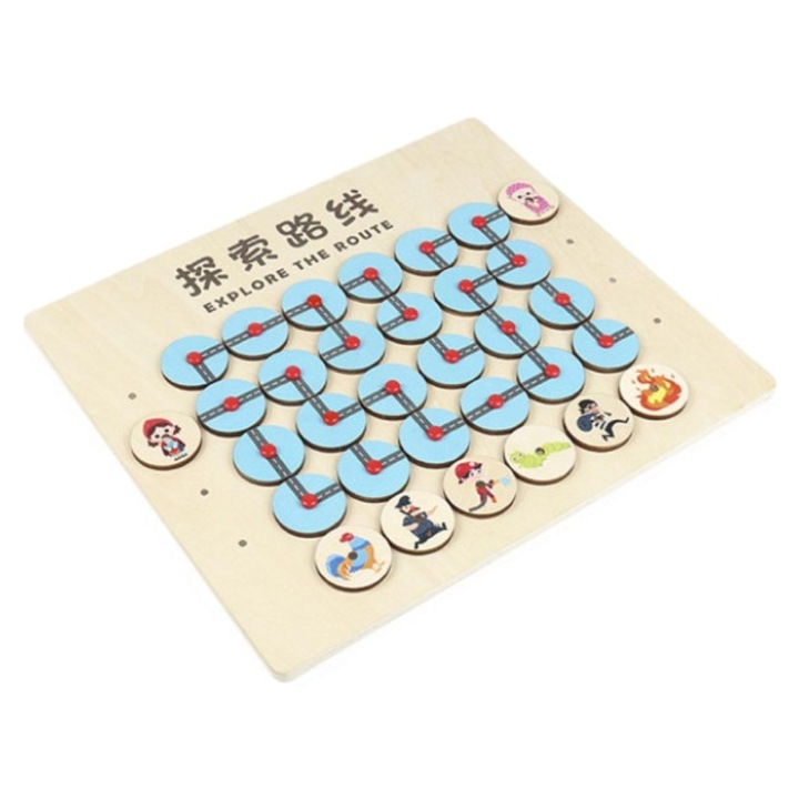 Joc Montessori din lemn „Explore the Route” – descopera traseul
