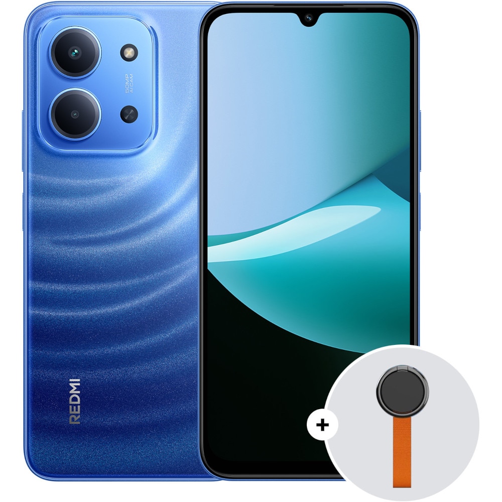 Telefon mobil Redmi 15C, 128GB, 4GB RAM, Dual SIM, Moonlight Blue & Woven Strap Ring