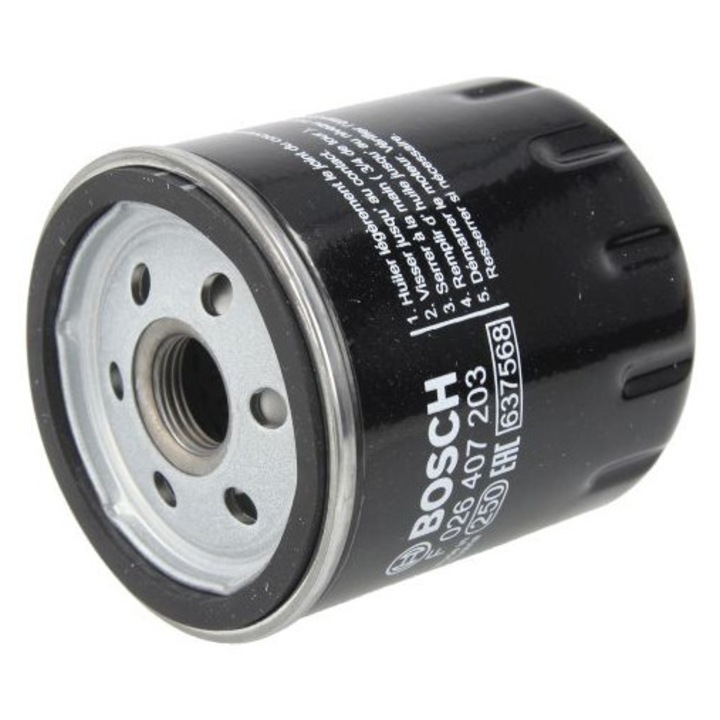 Filtru ulei FORD FIESTA VI (CB1, CCN) 1.0 din 2013-2017 KW 48 CP 65 CMC 998, auto, Bosch, 4x Stickere auto cu FORD