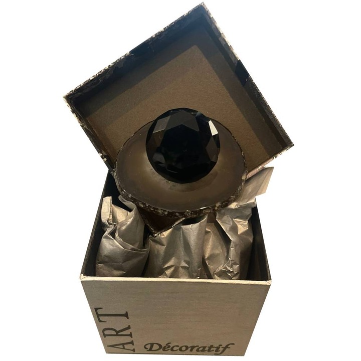 Accesoriu Decorativ Diamant Cristal negru si Cutie Cadou - pentru Casa si Birou