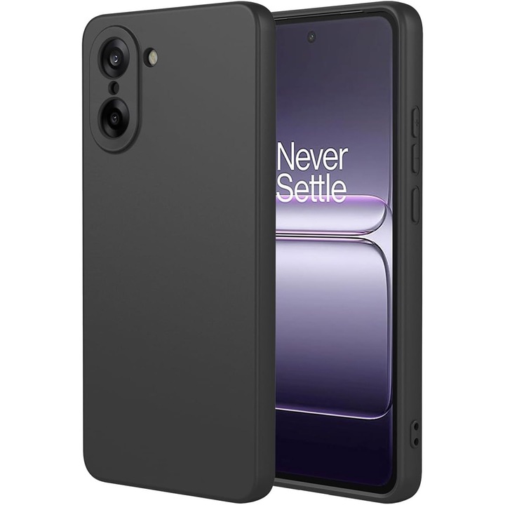 Калъф за OnePlus Nord CE5 Liquid Silicone, тънък, подплатен с микрофибър, против отпечатъци, защита на камерата, черен