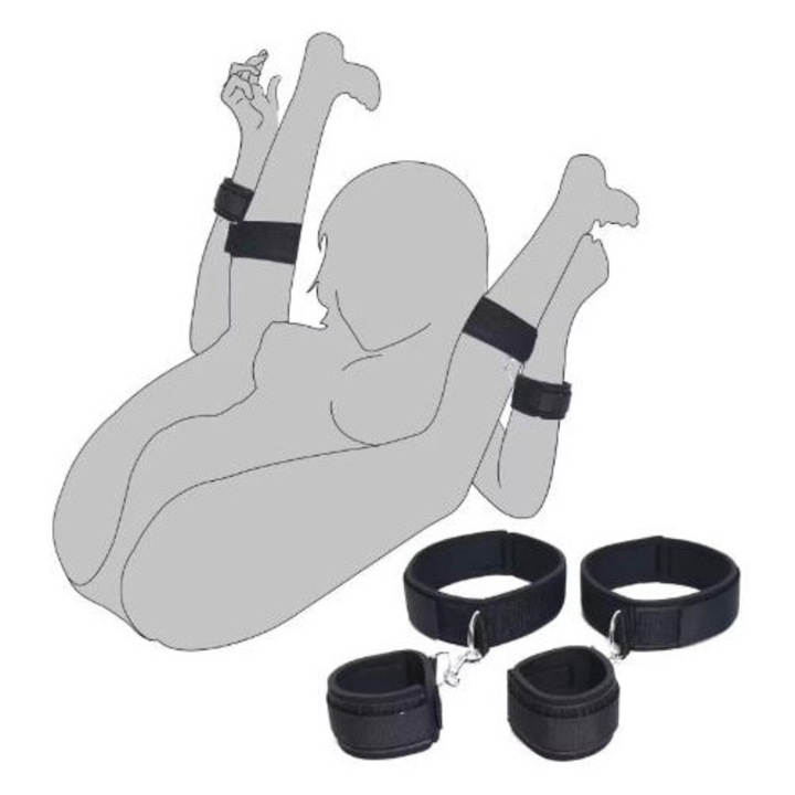 Set catuse EJANBO, curele reglabile, bumbac, negru