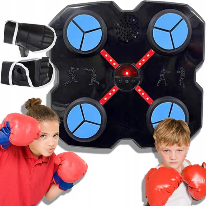 Scut de box interactiv VarioShop cu Bluetooth, LED, USB Type-C, 9 viteze, negru/albastru, 29.5x27.5x4.5cm