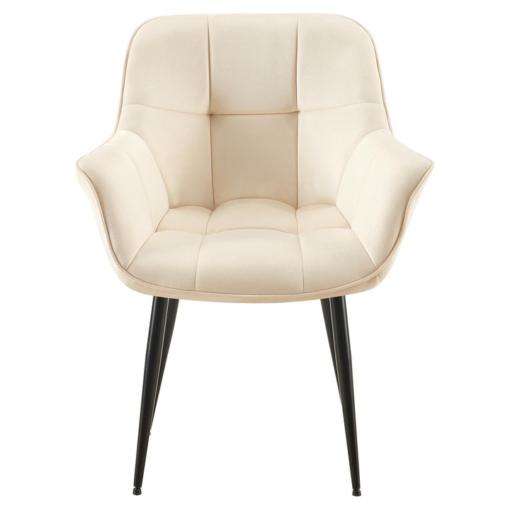 Scaun de masa Roseville din catifea crem