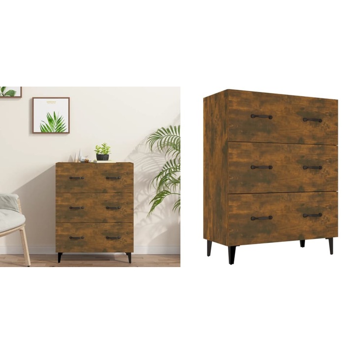 Dulap, stejar fumuriu, 69, 5x34x90 cm, lemn compozit