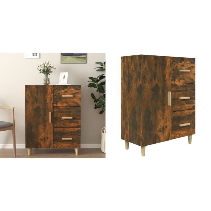 Dulap, stejar fumuriu, 69, 5x34x90 cm, lemn compozit