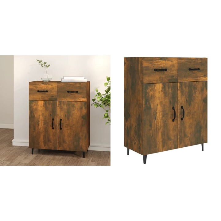 Dulap, stejar fumuriu, 69, 5x34x90 cm, lemn compozit