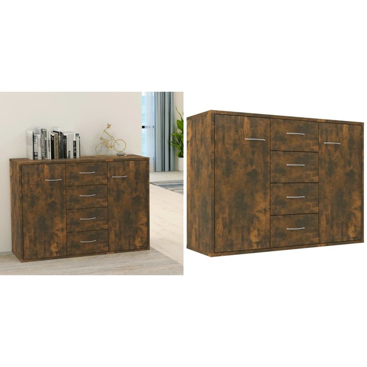 Dulap lateral, stejar fumuriu, 88x30x65 cm, lemn compozit